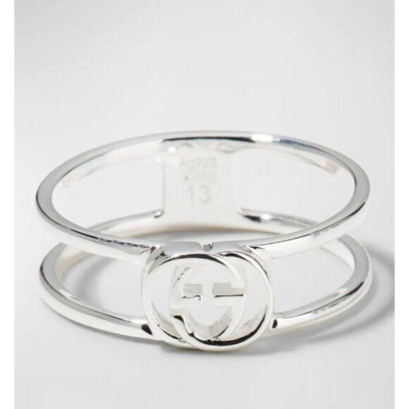 Gucci “GG” Interlocking Sterling Silver Ring – Iconic Minimalism, Size 7 - Picture 1 of 7